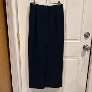 Anne Klein Navy Button-Front Maxi Skirt